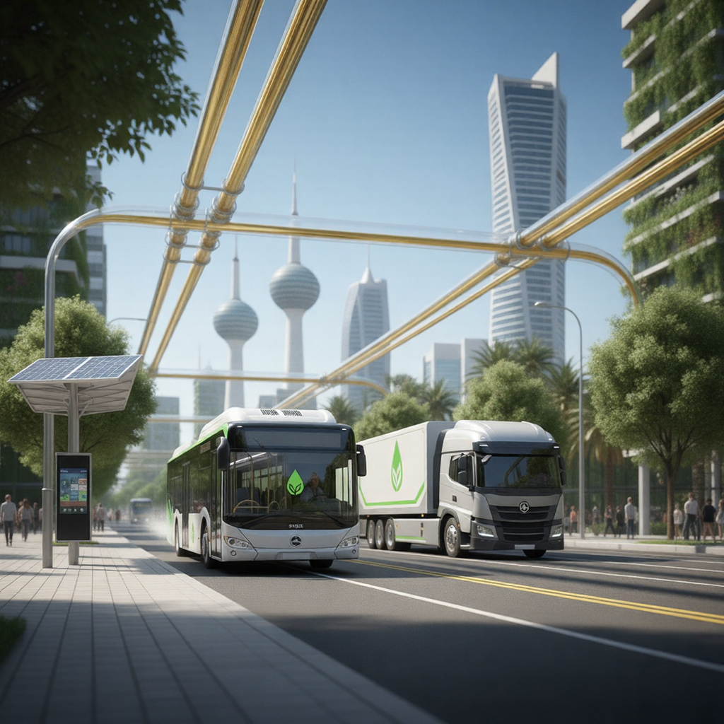 bus and truck running on biodiesal in kuwait